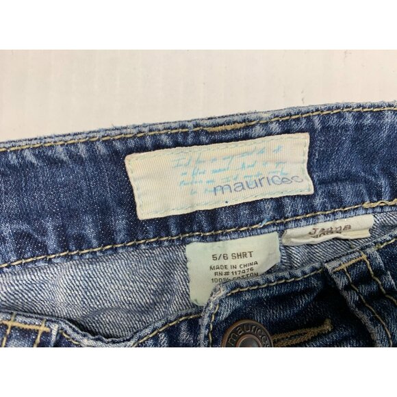 Maurices Juniors Size 5 6 Short Jeans Jenna Bootcut Blue Denim Distressed Hem We - Picture 8 of 8